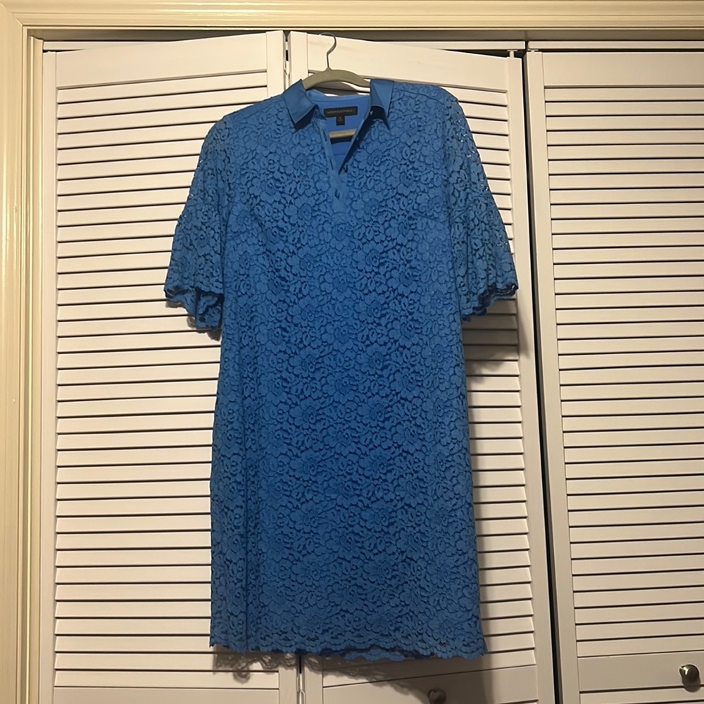 Blue floral lace polo dress
